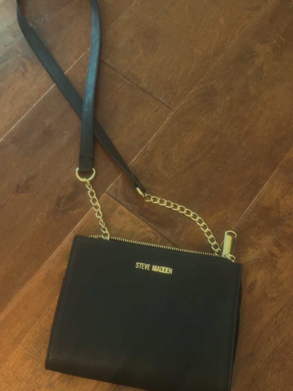 Steve Madden Black Crossbody with Gold Chain Detail